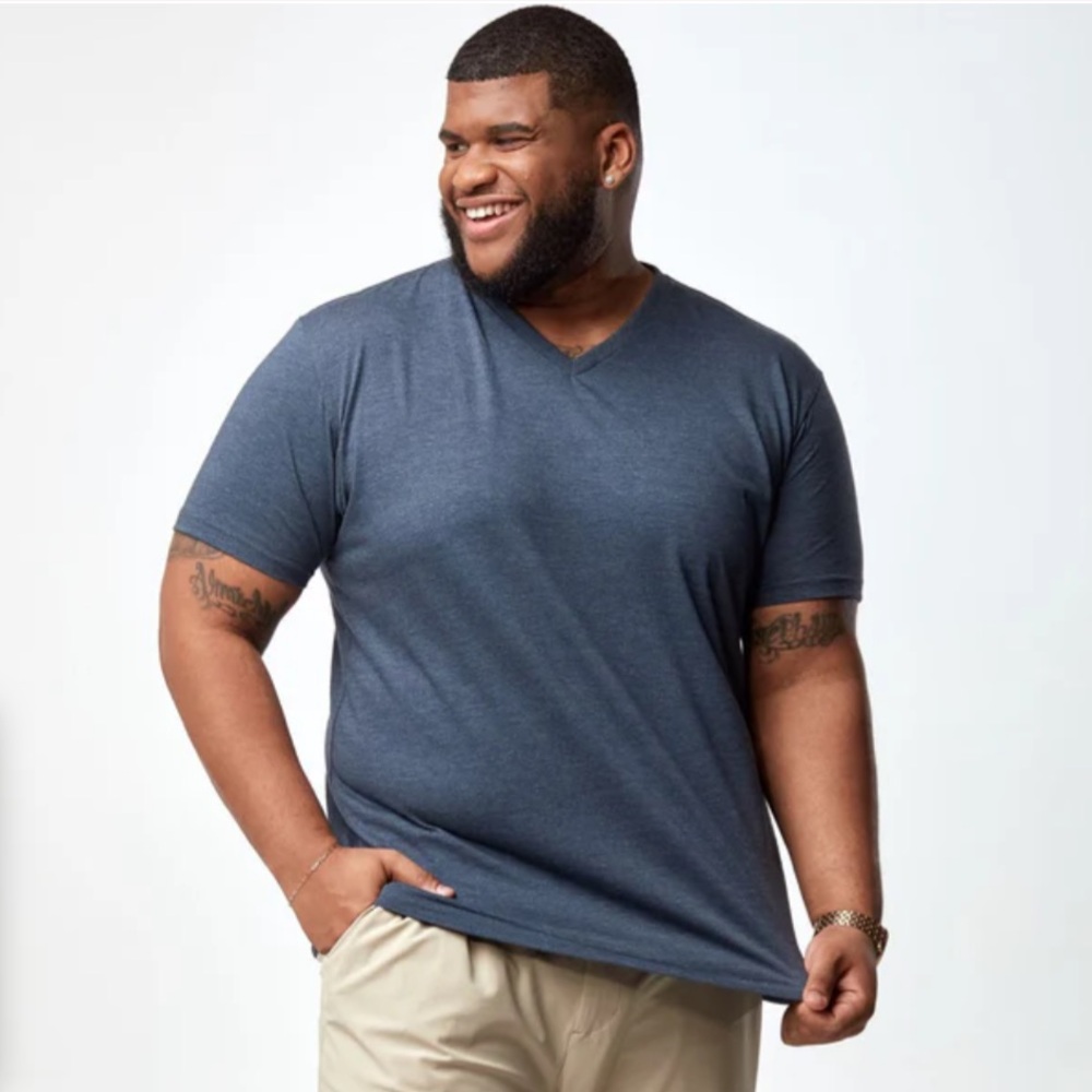 Men's Blue V-Neck T-Shirt